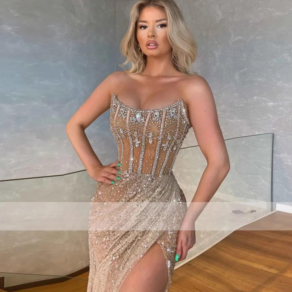 Abito da sera a sirena per donna Abiti lunghi eleganti da festa Abito da ballo Abito da sposa Abito formale di lusso Adatto Rich