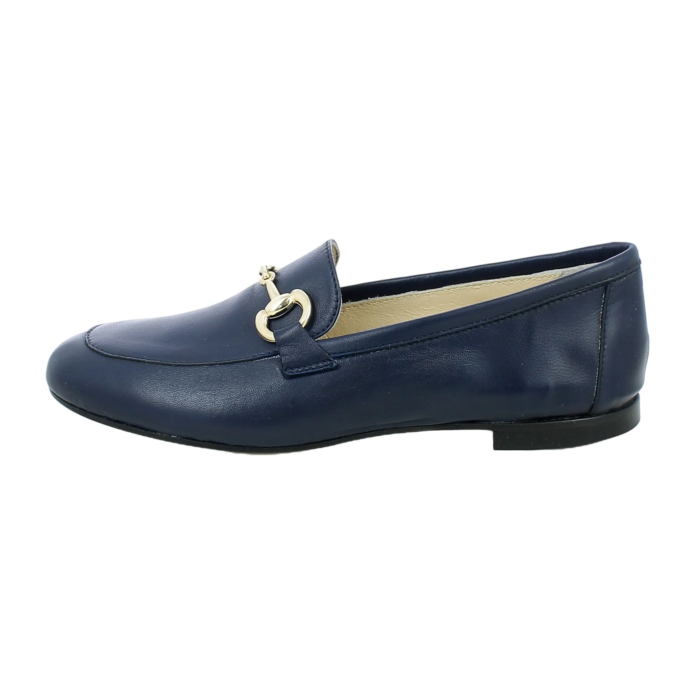 BRAND  Mocassino blu con cinghia oro 