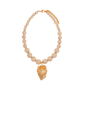 Collana fragola in metallo e strass