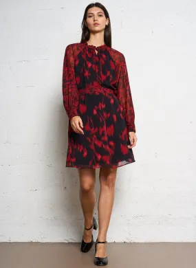  SUD EXPRESS   RICAELA - Abito midi con collo vittoriano stampato | Nero